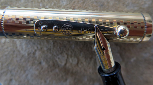 WATERMAN’s 0552 WITH GOLD FILLED GOTHIC OVERLAY ON BLACK HARD RUBBER. 